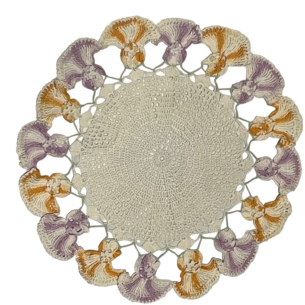 Crochet Vintage Handmade Multicolor Table  Doily Cottage‎ Grannycore 10.5
